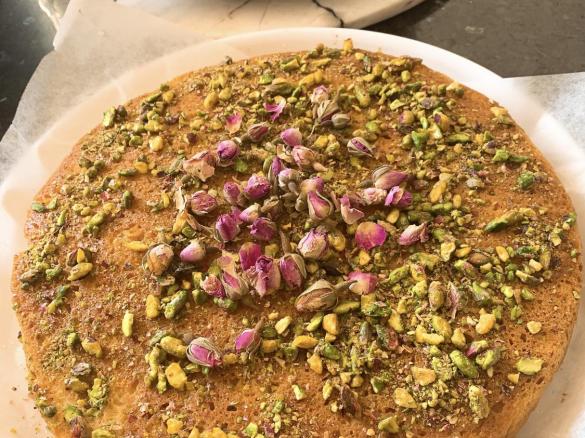 Pistachio rose lemon semolina cake by Layelle