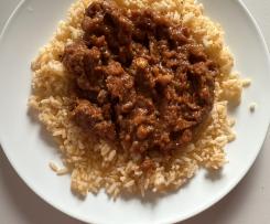 Marian's Chunky Bolognaise Sauce and Steamed Rice