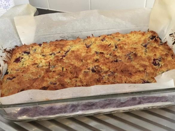 Mulberry and Coconut Slice 