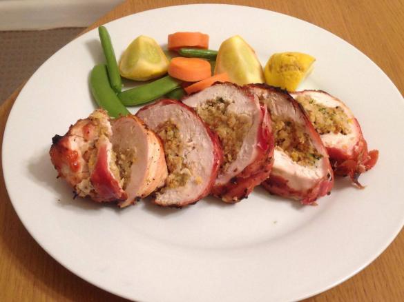 Prosciutto Wrapped Chicken With Orange & Walnut Stuffing