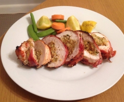 Prosciutto Wrapped Chicken With Orange & Walnut Stuffing