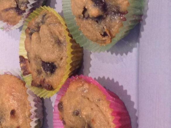 Coconut flour & blueberry choc chip muffins 