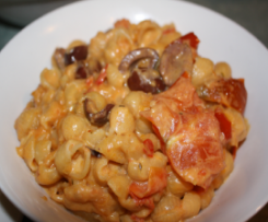 Creamy semi dried tomato and olive pasta