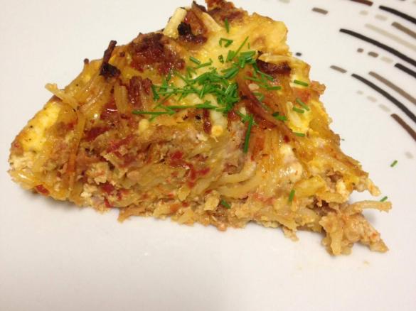 Bacon, Pesto & Spaghetti Frittata