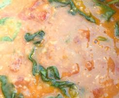 Indian Style Dhal with spinach & tomatoes