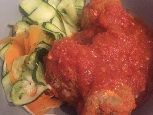 Feta Meatballs with red sauce