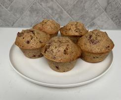 Raspberry, yoghurt and oat muffins