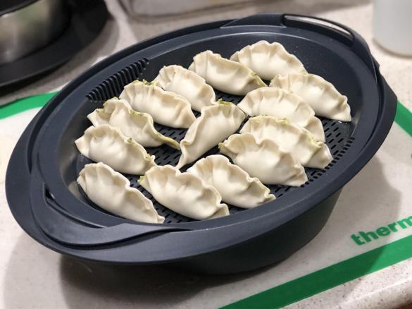 Chicken spinach and basil dumplings