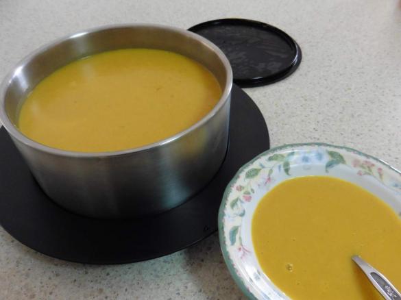 Pumpkin and Potato Soup with Curry and Bacon