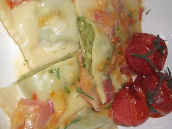 Pumpkin & Silverbeet Ravioli with Prosciutto