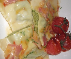 Pumpkin & Silverbeet Ravioli with Prosciutto
