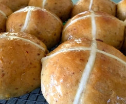 Sticky Date Hot Cross Buns with Caramel Glaze