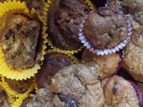 GF Banana, Choc, Chia & Goji Muffins