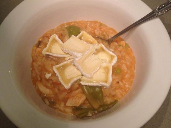 Chicken, Snow Pea, Mushroom & Brie Risotto