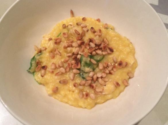 Chicken & Pumpkin Risotto with Baby Spinach & Pine Nuts