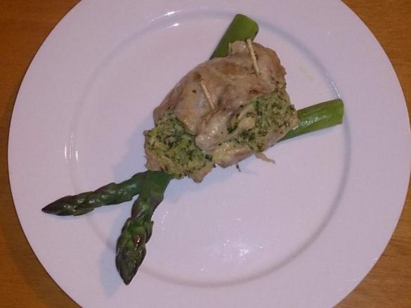Ham & Asparagus Stuffed Chicken with Asparagus Soup