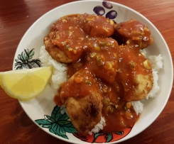 Light Beer Batter Fish with HOT Chilli Sauce served with Rice