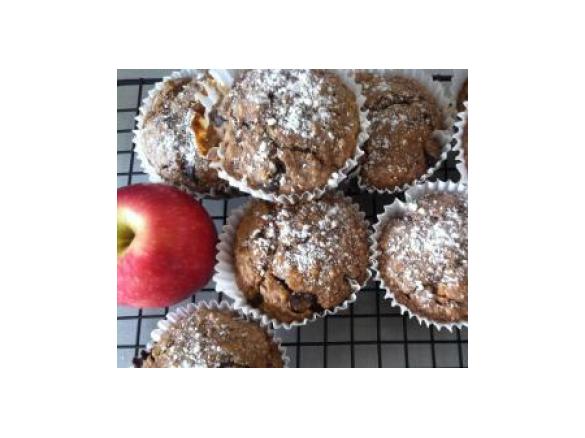 Pink Lady Apple and dark chocolate chips muffins