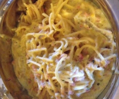 Creamy cheesy veg and bacon pasta