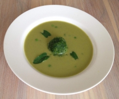 Chilled Green Pea Soup with Mint Granita