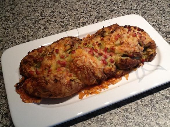 Cheesy Garlic, Herb and Bacon Pull Apart (makes 2 loaves)