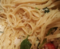 creamy sundried tomato and spinach pasta