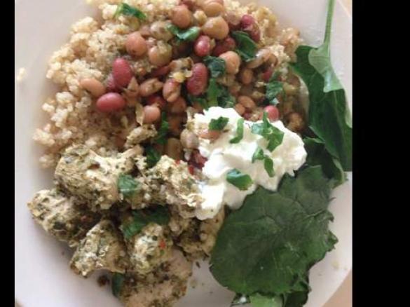 Chermoula marinated chicken with moroccan beans and quinoa