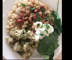 Chermoula marinated chicken with moroccan beans and quinoa