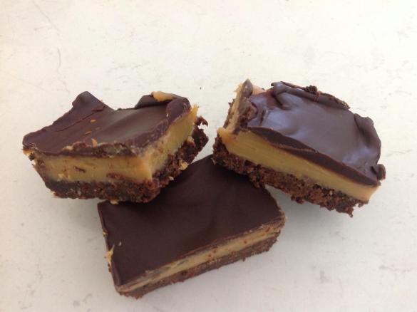 Double choc caramel slice