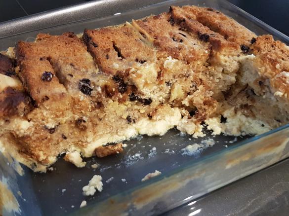 Hot cross bun bread & butter pudding