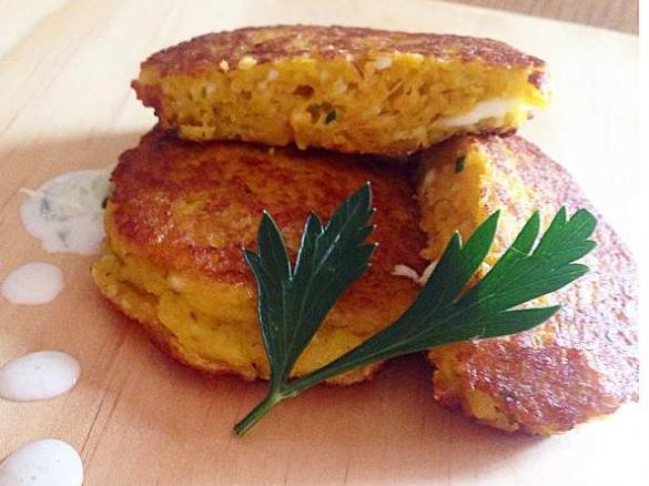 Sweet Potato, Sweet Corn and Haloumi Patties
