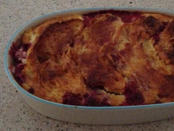 Raspberry Croissant Bread and Butter Pudding