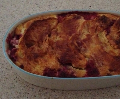 Raspberry Croissant Bread and Butter Pudding