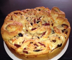 Salami, Olive, Feta and Sun Dried Tomato Pull Apart