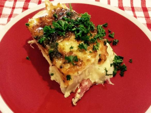 Potato, ham and cheese lasagne