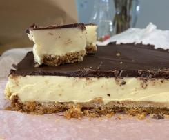 Passionfruit marshmallow dark chocolate slice.