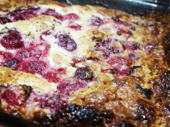 White chocolate and raspberry self saucing pudding