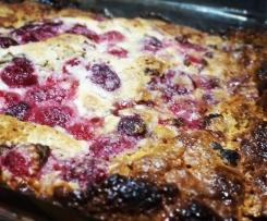 White chocolate and raspberry self saucing pudding
