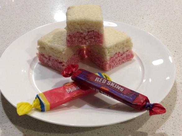 Coconut Ice with Milkos and Red Rippers