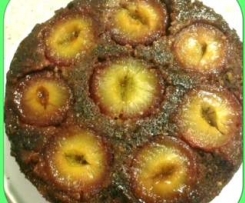 gluten-free upside-down plum chocolate cake