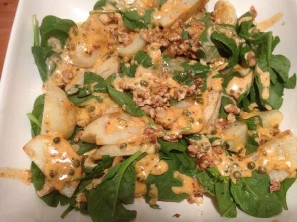 Potato and Spinach salad with smoked paprika dressing