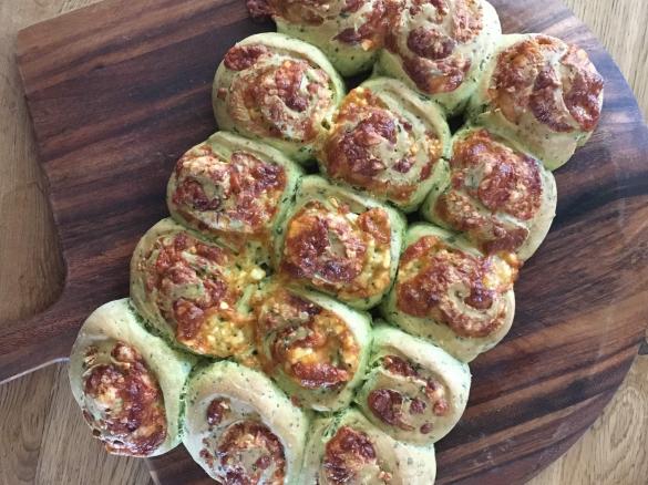 Wholemeal Spinach and Cheese Scroll - WA School Canteen Approved (Green)