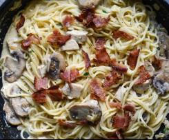 Chicken, Bacon, Mushroom Fettuccine Carbonara