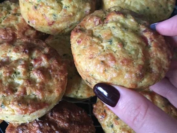 Zucchini & Bacon Muffins with extra veggies and chia