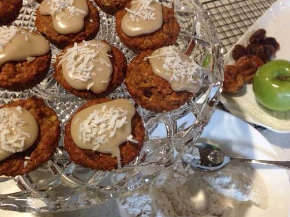 Spiced Apple muffins with caramel coconut icing