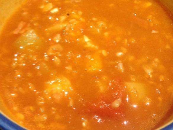 Bacon , Veg and Tomato soup