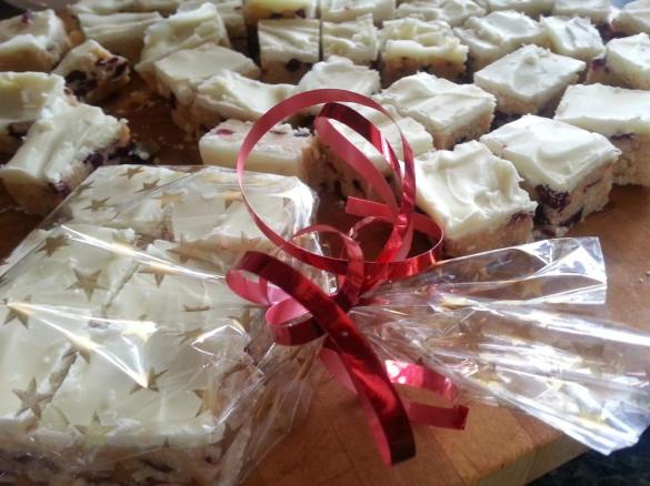 White chocolate and cranberry slice