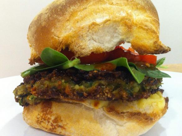 Mushroom, spinach and rice burgers  