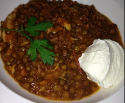 Lentilles au Vin Blanc (Lentils with White Wine, Herbs & Tomatoes)