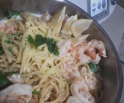 Creamy Garlic Prawn Linguine (w Low Carb, Dairy Free, Vegetarian Variations)
